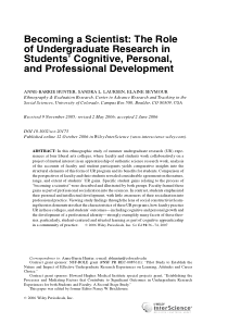 Becoming a Scientist The Role of Undergraduate Res