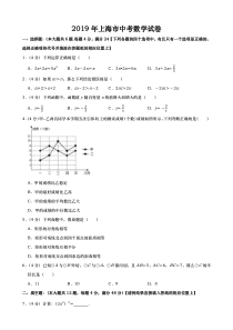 2019年上海市中考数学试题(Word版-含解析)