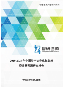 2019-2025年中国资产证券化行业投资前景预测研究报告