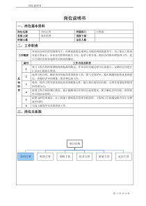 工程部合同主管岗位说明书