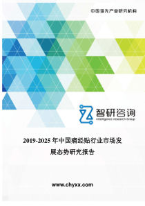 2019-2025年中国痛经贴行业市场发展态势研究报告