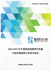 2019-2025年中国铁路线路养护机械市场发展趋势分析研究报告