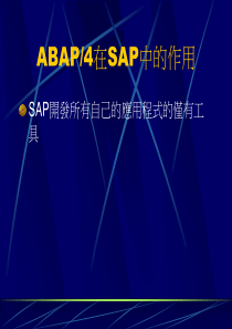 SAP培训PPT-ABAP