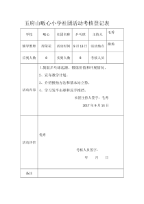 乒乓球社团活动考核登记表