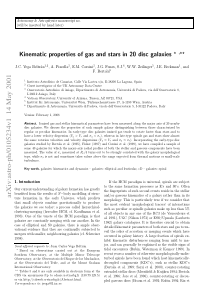 Kinematic properties of gas and stars in 20 disc g