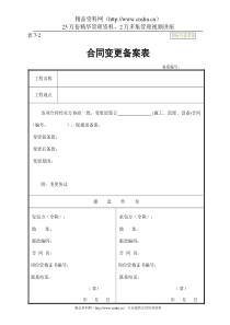 合同变更备案表 表7-2