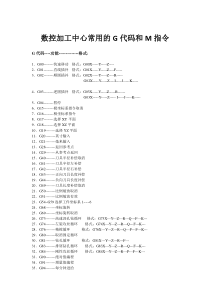 数控加工中心常用G-M代码指令详解