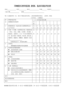 跌倒、坠床风险评估表