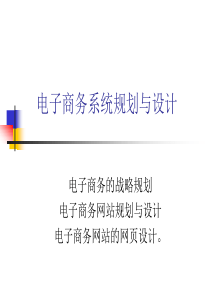 电子商务系统规划与设计
