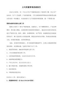 公司质量管理思路报告