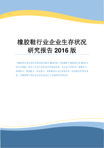 橡胶鞋行业企业生存状况研究报告2016版