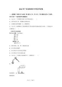 2016年广东省深圳市中考化学试卷