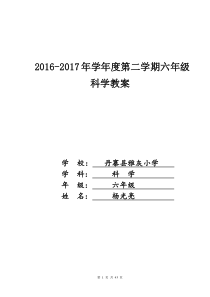 苏教版小学六年级下册科学教案完整版