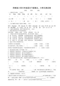 苏教版小学六年级语文下册第五、六单元测试卷