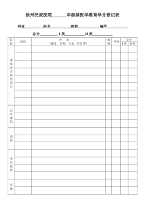 继续医学教育学分登记表