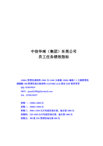 中信华南(集团)东莞公司员工任务绩效指标