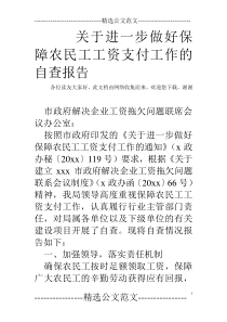 关于进一步做好保障农民工工资支付工作的自查报告