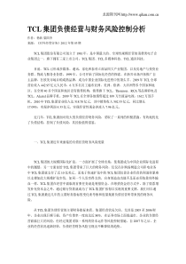 TCL集团负债经营与财务风险控制分析