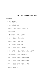 关于中小企业筹资方式的选择(DOC)