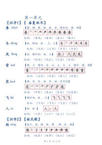 人教版一年级(下册)生字笔顺