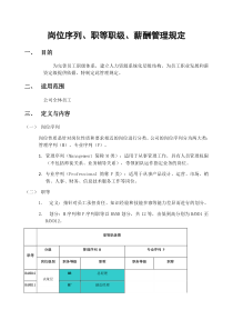 岗位序列职等职级和薪酬管理规定