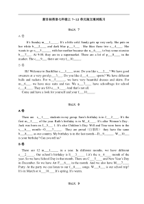 新目标英语七年级上7-12单元短文填词练习