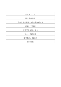 专利产品平行进口的法律问题研究