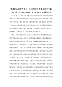 某某幼儿园教师学习十九大精神心得体会范文三篇