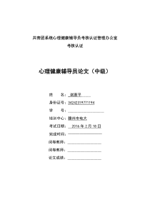 心理健康个体辅导案例分析报告