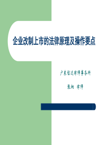 企业改制上市的法律原理及操作要点(张炯)