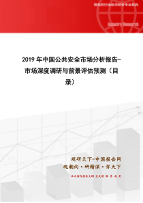 2019年中国公共安全市场分析报告-市场深度调研与前景评估预测(目-录)