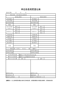 医保单位信息变更登记表