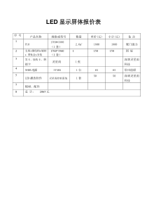 LED显示屏体报价表