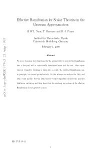 Effective Hamiltonian for Scalar Theories in the G