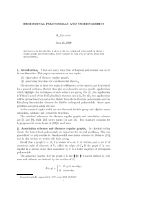 ORTHOGONAL POLYNOMIALS AND COMBINATORICS