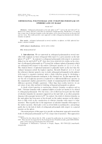 Orthogonal polynomials and cubature formulae on sp