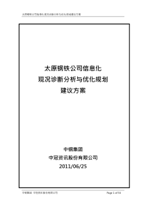 太钢信息化诊断分析与优化规划(台湾中钢)