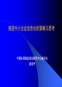 姜奇平----中小企业信息化的策略与思考讲演稿