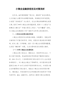 小微企业融资现状及对策浅析分析