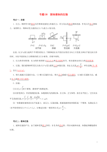 备考2019年中考物理知识点复习专练知识点精讲专题09固体液体的压强含解析201904281145