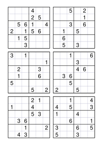 数独6宫格题目2000题(适合初学者