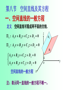 空间直线的一般方程