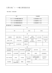 大型火电厂1-9辅主要设备目录