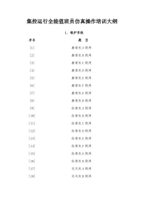 集控运行全能值班员仿真操作培训大纲