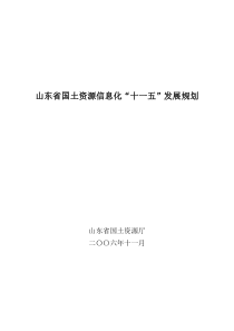 山东省国土资源信息化“十一五”发展规划