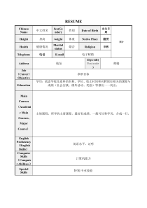 机械专业英语简历表