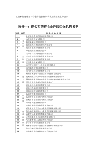 工业和信息化部符合条件的担保机构免征营业税名单公示