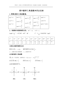 高中数学三角函数知识点总结(原创版)1