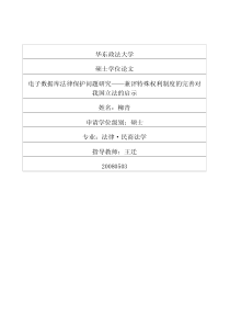 电子数据库法律保护问题研究——兼评特殊权利制度的完善对我国立