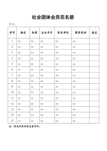 社会团体会员花名册